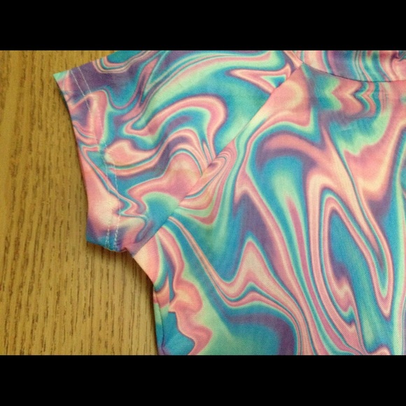 Rare UNIF Trippy Sheer Melt Plex Crop Top M/L - Picture 5 of 8